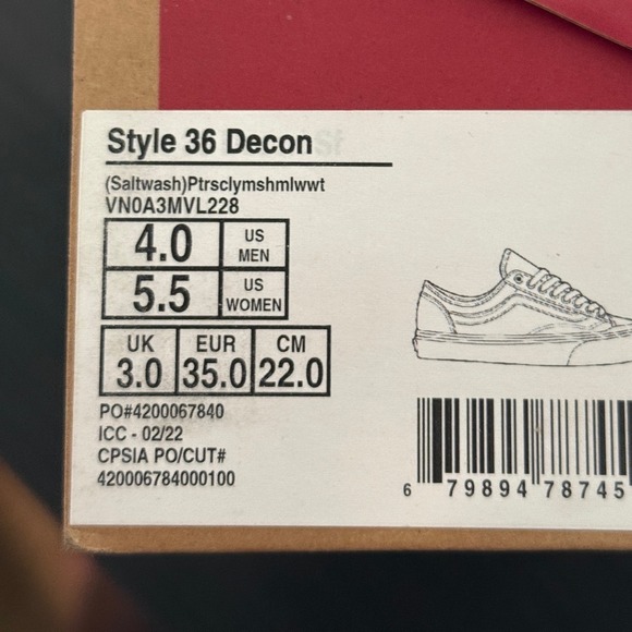 Vans Style 36 Decon Saltwash Sneakers Women's Size 5.5 Rust Orange Shoes NEW - Picture 7 of 7